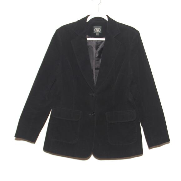 Laura Ashley Black Corduroy Blazer Jacket Size 10 - Picture 1 of 10